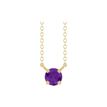Natural Amethyst Solitaire 18" Necklace