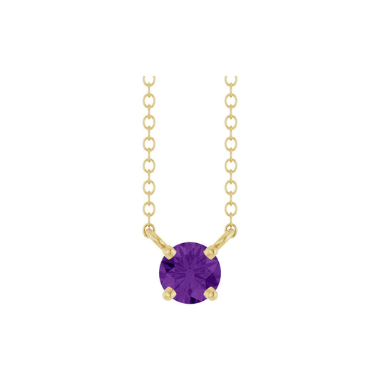 Natural Amethyst Solitaire 18" Necklace
