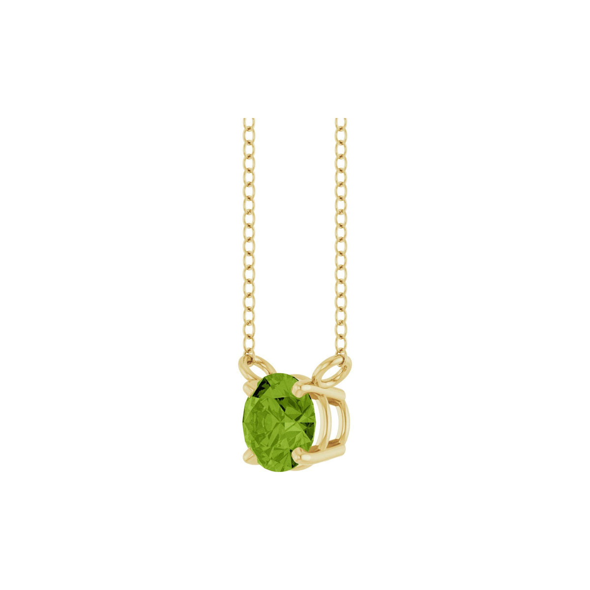 Natural Peridot Solitaire 18" Necklace