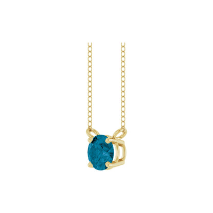Natural London Blue Topaz Solitaire 18" Necklace