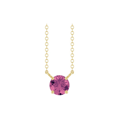 Natural Pink Tourmaline Solitaire 18" Necklace 2