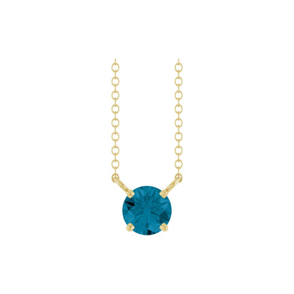 Natural London Blue Topaz Solitaire 18" Necklace