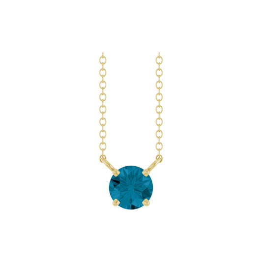 Natural London Blue Topaz Solitaire 18" Necklace