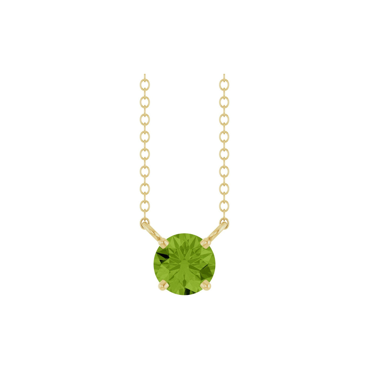 Natural Peridot Solitaire 18" Necklace