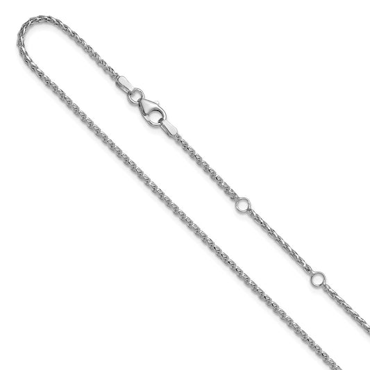 1.65mm D/C Open Franco 1in+1in Adjustable Chain - White Gold