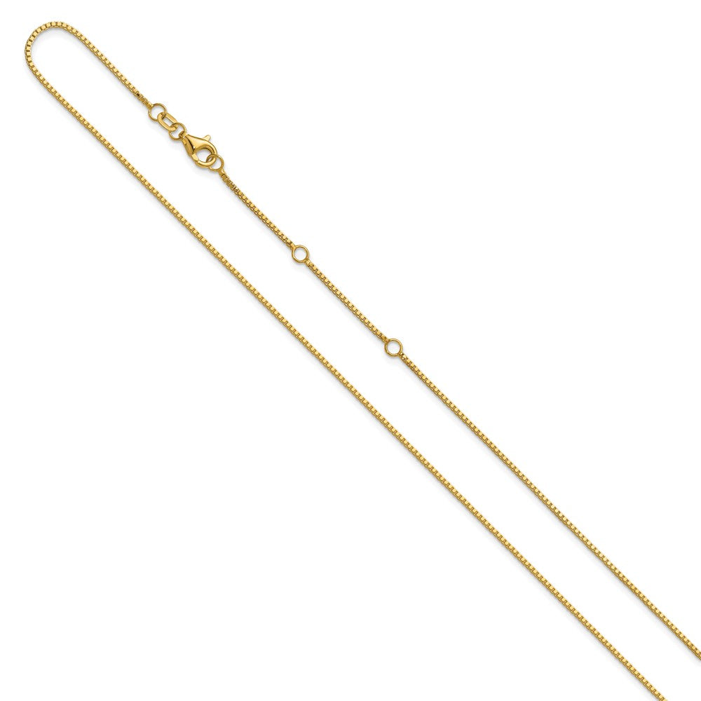 1mm Box 1in+1in Adjustable Chain - Yellow Gold
