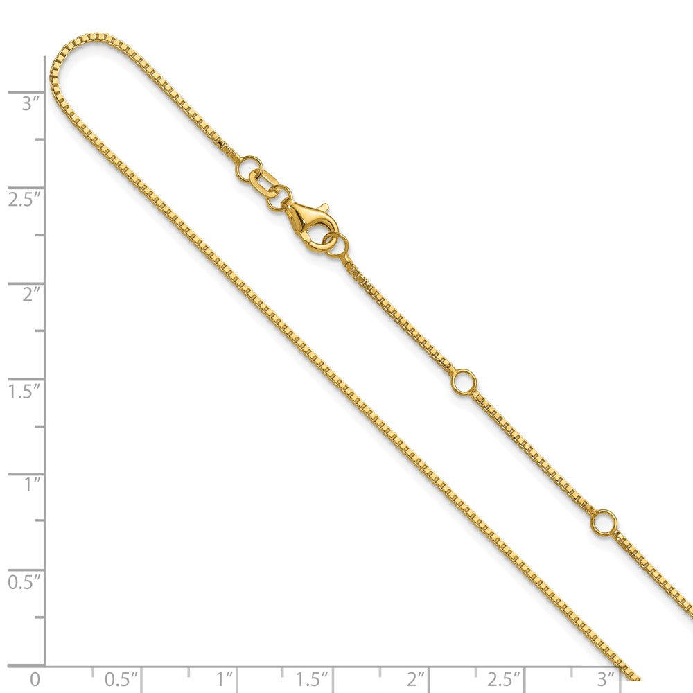 1mm Box 1in+1in Adjustable Chain - Yellow Gold
