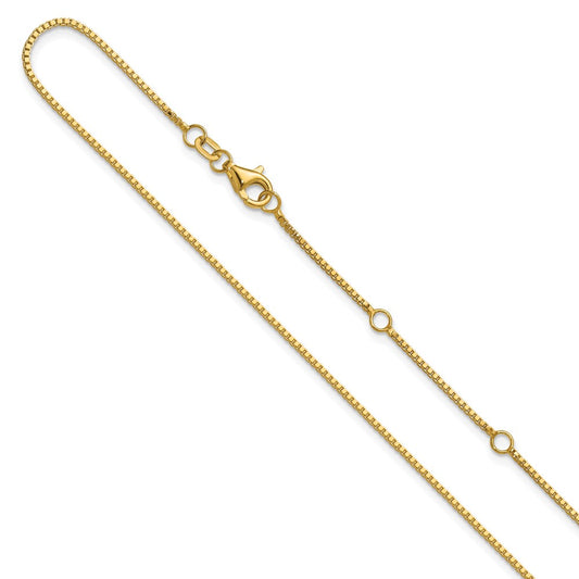 1mm Box 1in+1in Adjustable Chain - Yellow Gold