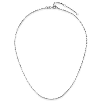 1mm Box 1in+1in Adjustable Chain - White Gold