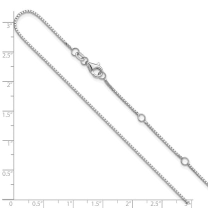 1mm Box 1in+1in Adjustable Chain - White Gold