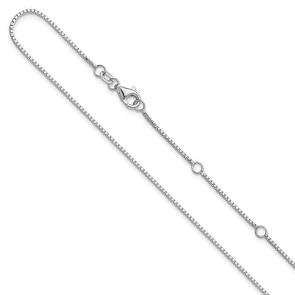 1mm Box 1in+1in Adjustable Chain - White Gold