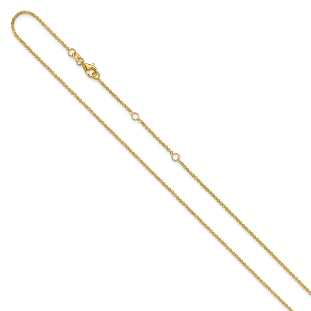 1.4mm Flat Cable 1in+1in Adjustable Chain - Yellow Gold
