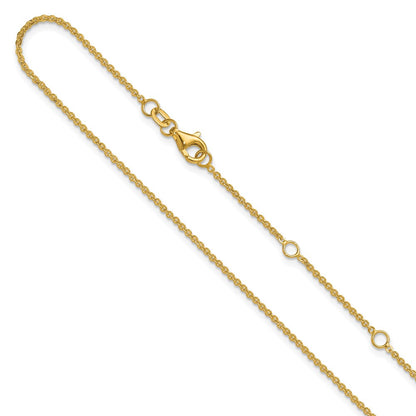 1.4mm Flat Cable 1in+1in Adjustable Chain - Yellow Gold