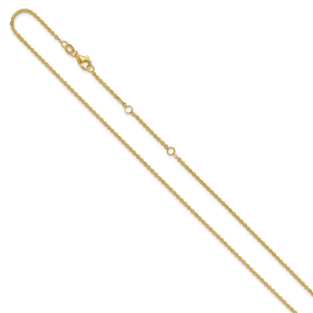 1.7mm Flat Cable 1in+1in Adjustable Chain - Yellow Gold