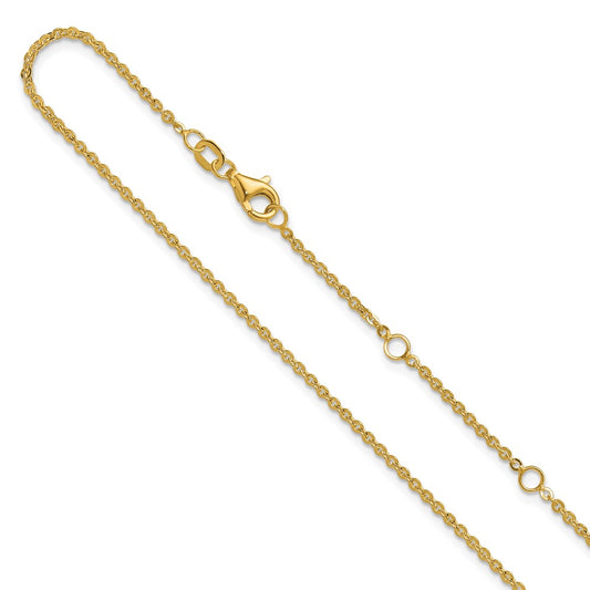 1.7mm Flat Cable 1in+1in Adjustable Chain - Yellow Gold
