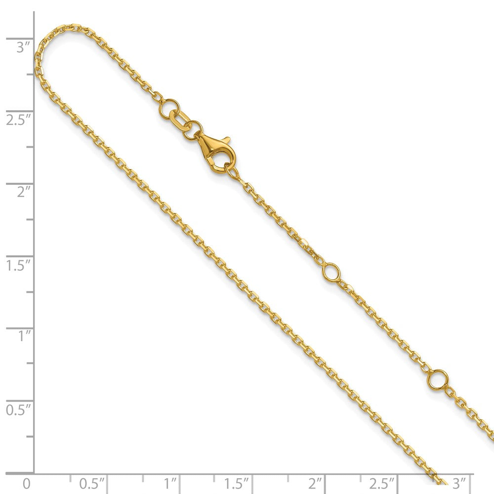 1.5mm D/C Square Cable 1in+1in Adjustable Chain - Yellow Gold