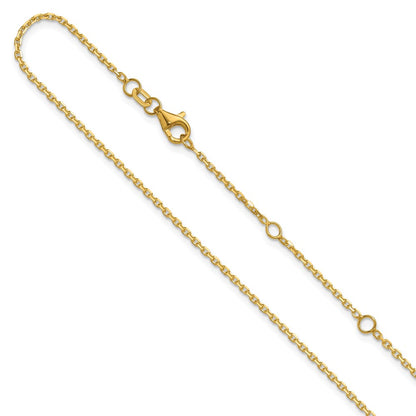 1.5mm D/C Square Cable 1in+1in Adjustable Chain - Yellow Gold