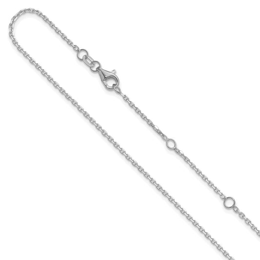 1.5mm D/C Square Cable 1in+1in Adjustable Chain - White Gold