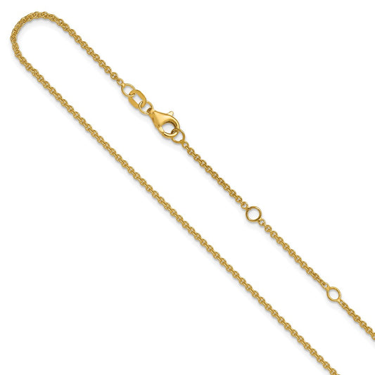 1.6mm Round Cable 1in+1in Adjustable Chain - Yellow Gold
