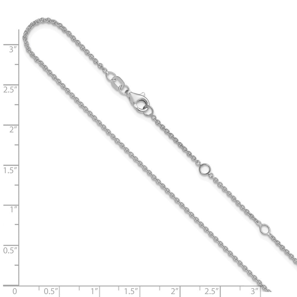 1.6mm Round Cable 1in+1in Adjustable Chain - White Gold