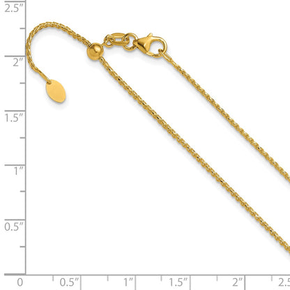 Adjustable 1.15mm D/C Open Franco Chain 22" - Yellow Gold