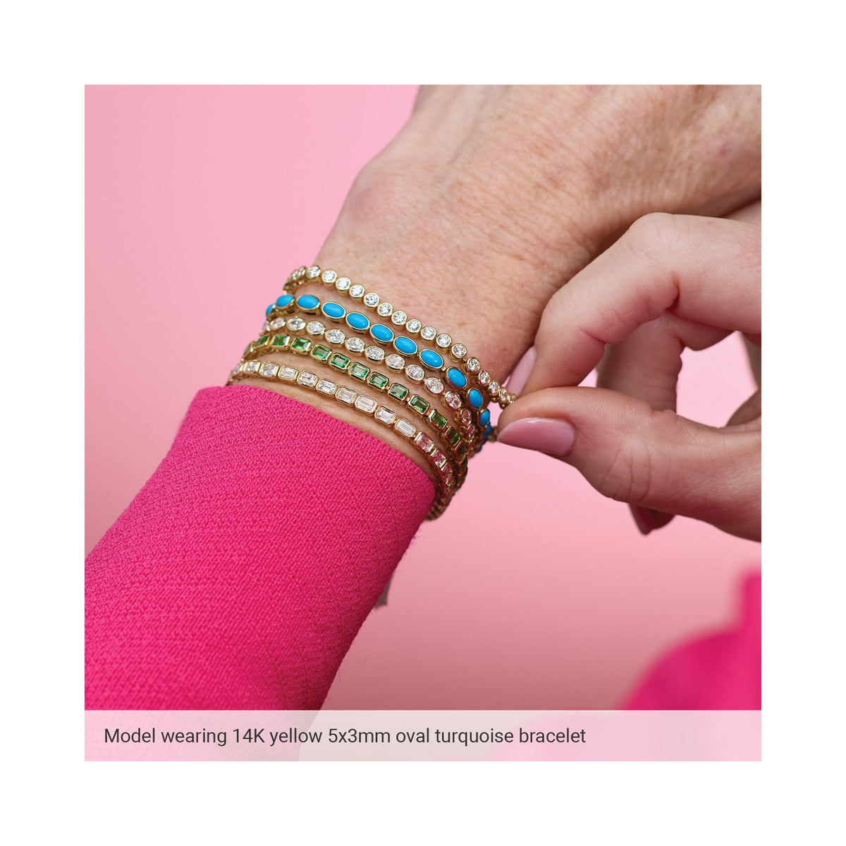 Natural Turquoise Line 7" Bracelet
