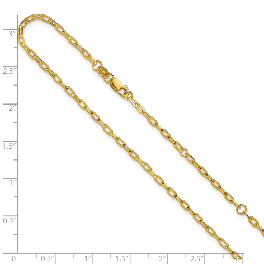 2.0mm Flat Cable 1in+1in Adjustable Chain - Yellow Gold
