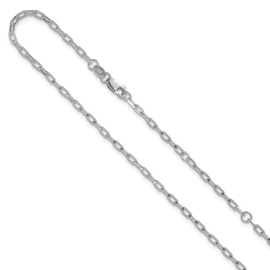 2.0mm Flat Cable 1in+1in Adjustable Chain - White Gold