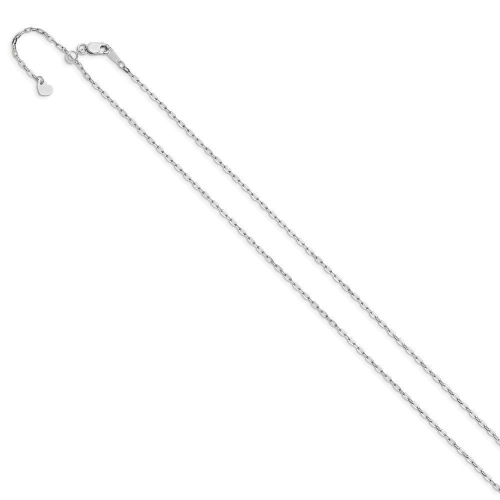 Adjustable 1.3mm Flat Cable Chain 22" - White Gold