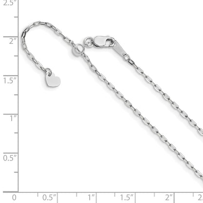 Adjustable 1.3mm Flat Cable Chain 22" - White Gold