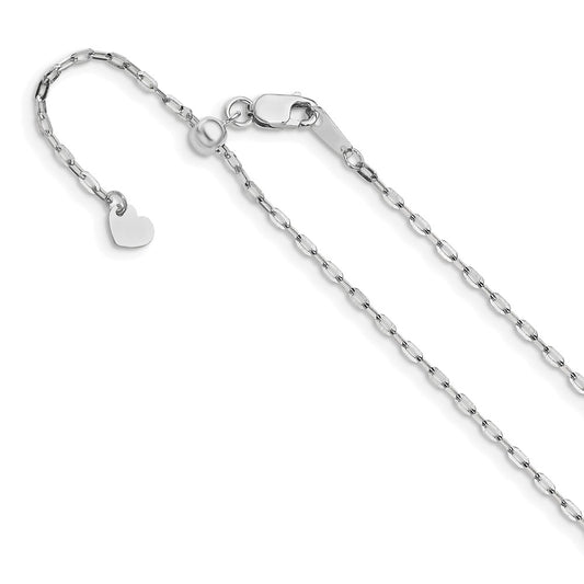 Adjustable 1.3mm Flat Cable Chain 22" - White Gold