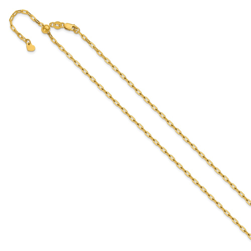 Adjustable 2mm Flat Cable Chain 22" - Yellow Gold
