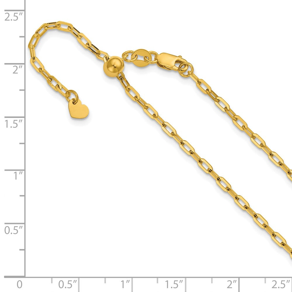 Adjustable 2mm Flat Cable Chain 22" - Yellow Gold