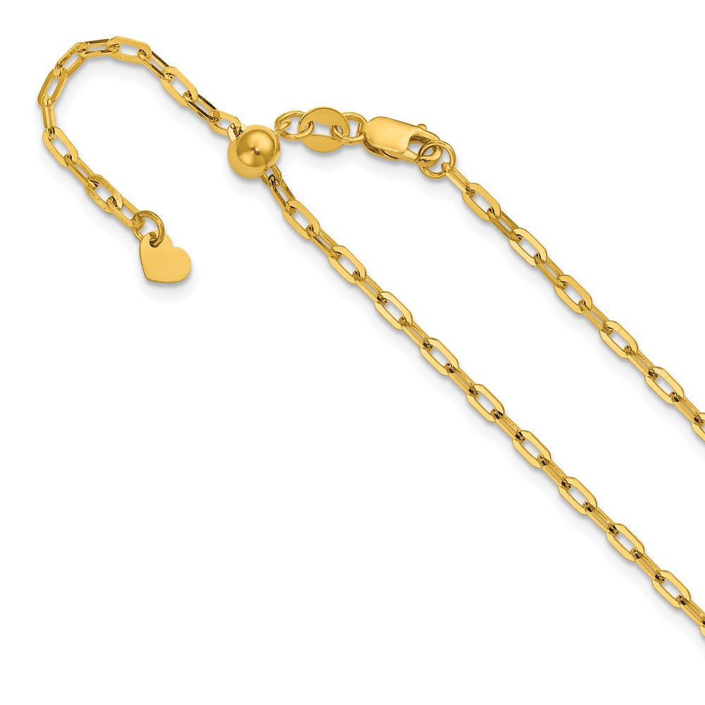 Adjustable 2mm Flat Cable Chain 22" - Yellow Gold