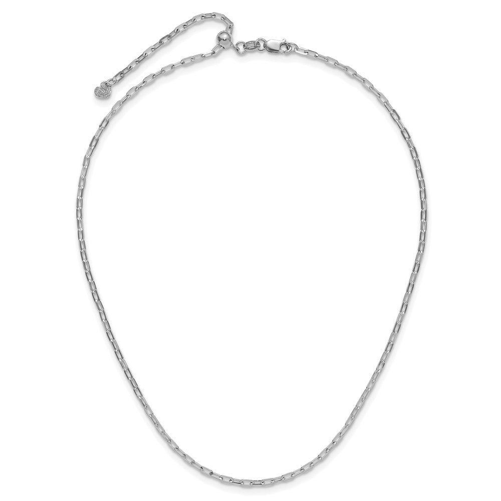 Adjustable 2mm Flat Cable Chain 22" - White Gold