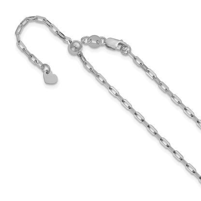 Adjustable 2mm Flat Cable Chain 22" - White Gold