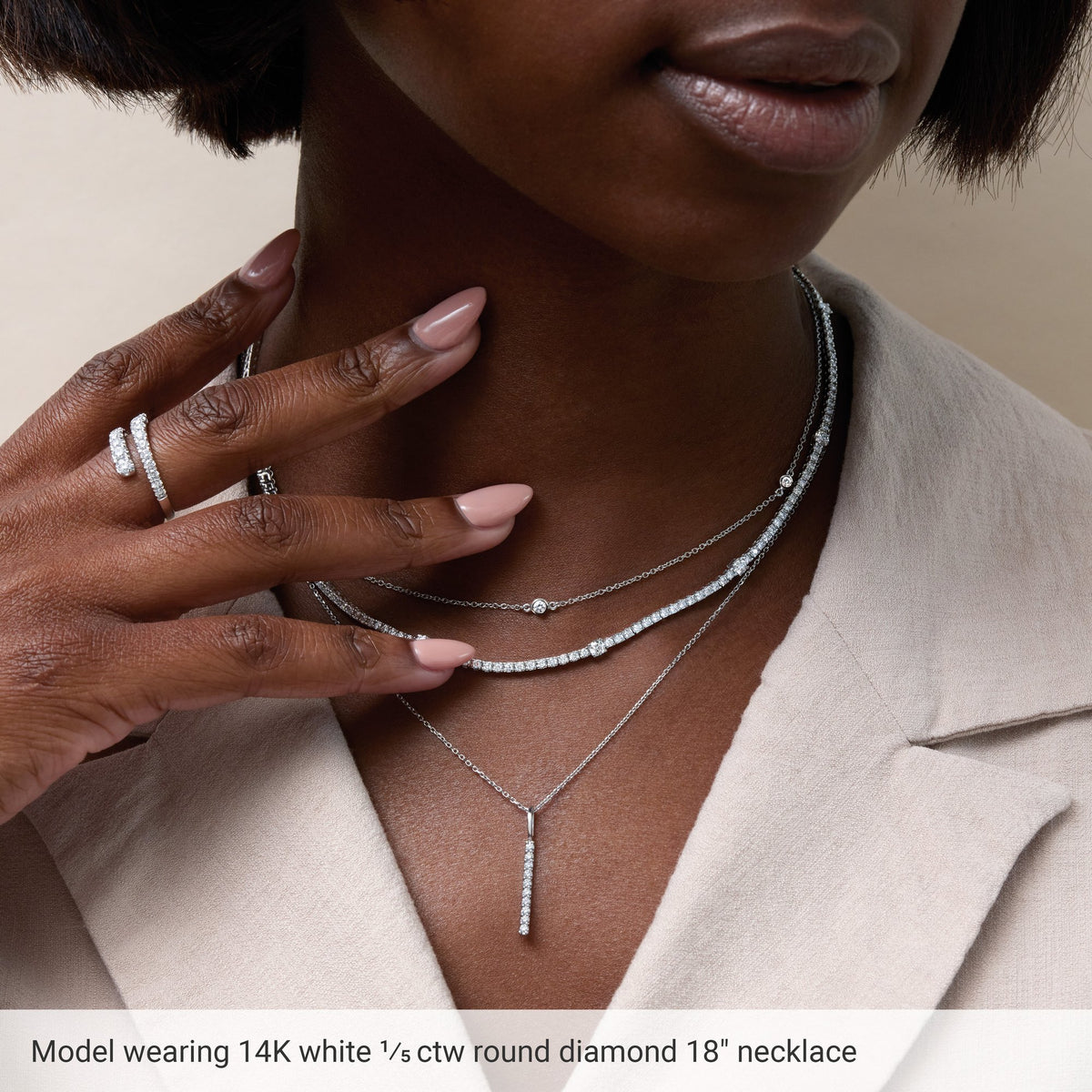 Natural Diamond Bezel-Set Station Necklace