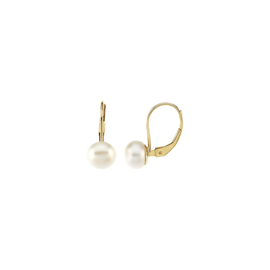 Cultured White Freshwater Pearl Lever Back Earrings