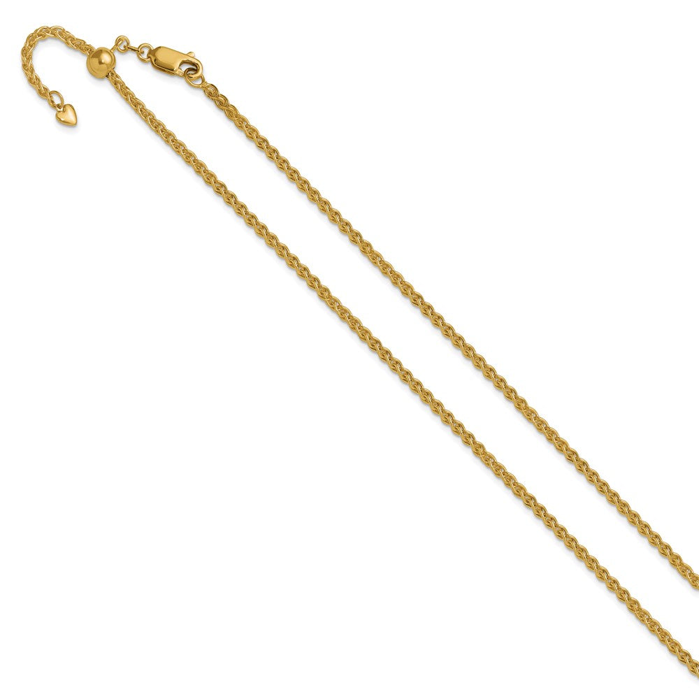 Adjustable 2.5mm Semi-solid Spiga Chain - Yellow Gold