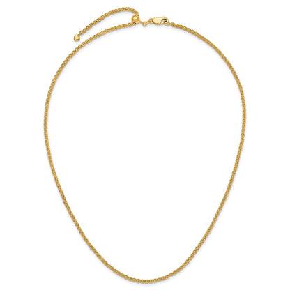 Adjustable 2.5mm Semi-solid Spiga Chain - Yellow Gold