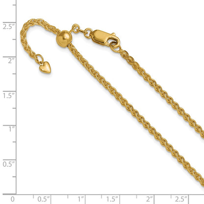 Adjustable 2.5mm Semi-solid Spiga Chain - Yellow Gold