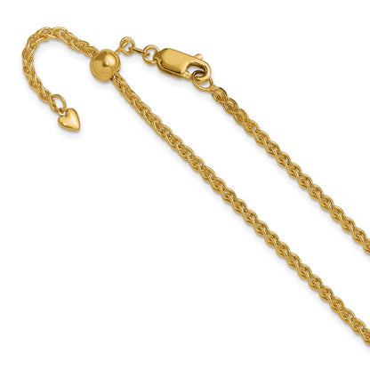 Adjustable 2.5mm Semi-solid Spiga Chain - Yellow Gold