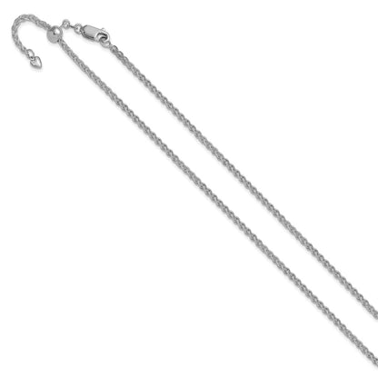 Adjustable 2.5mm Semi-solid Spiga Chain - White Gold