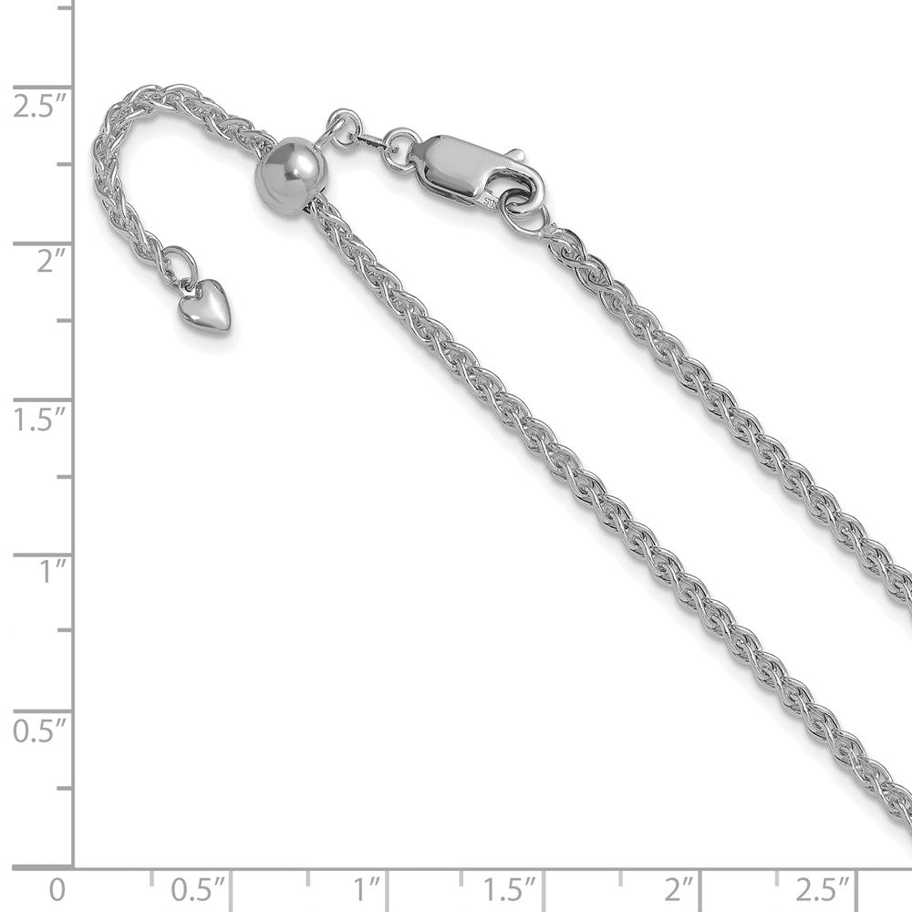 Adjustable 2.5mm Semi-solid Spiga Chain - White Gold