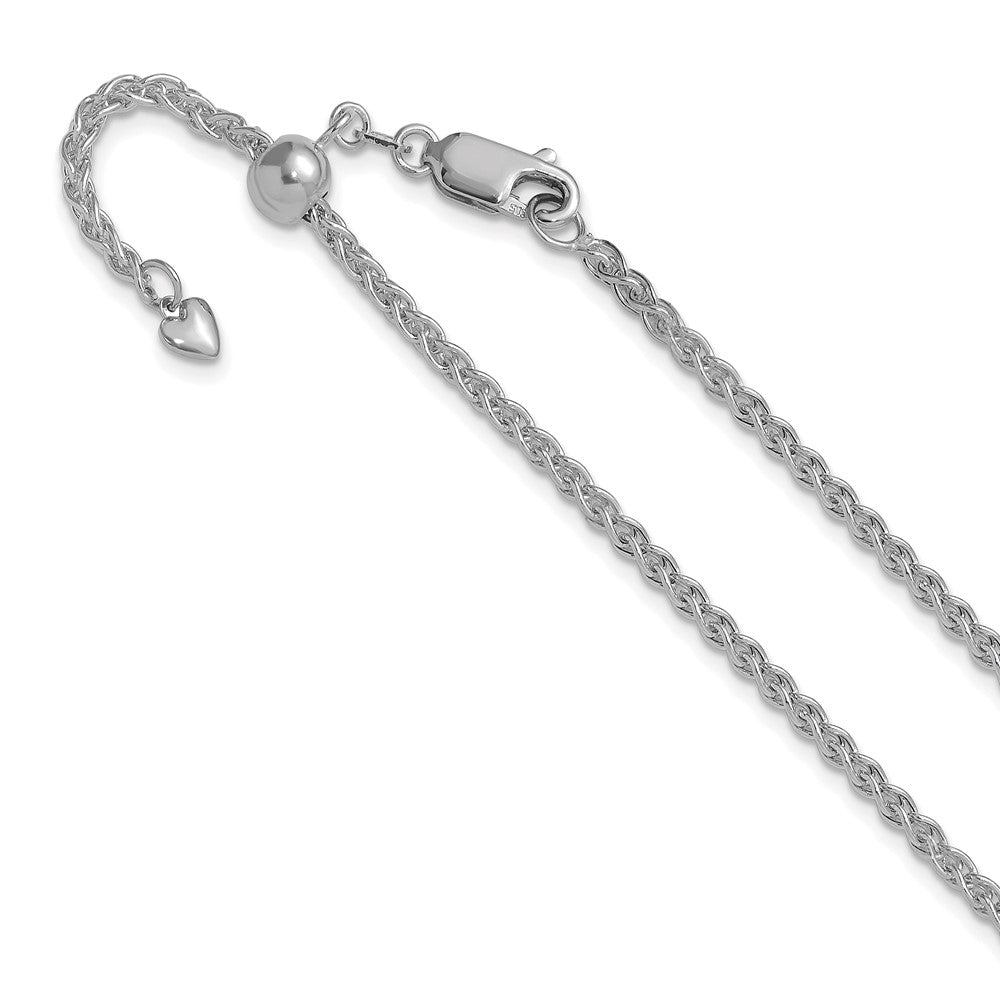 Adjustable 2.5mm Semi-solid Spiga Chain - White Gold