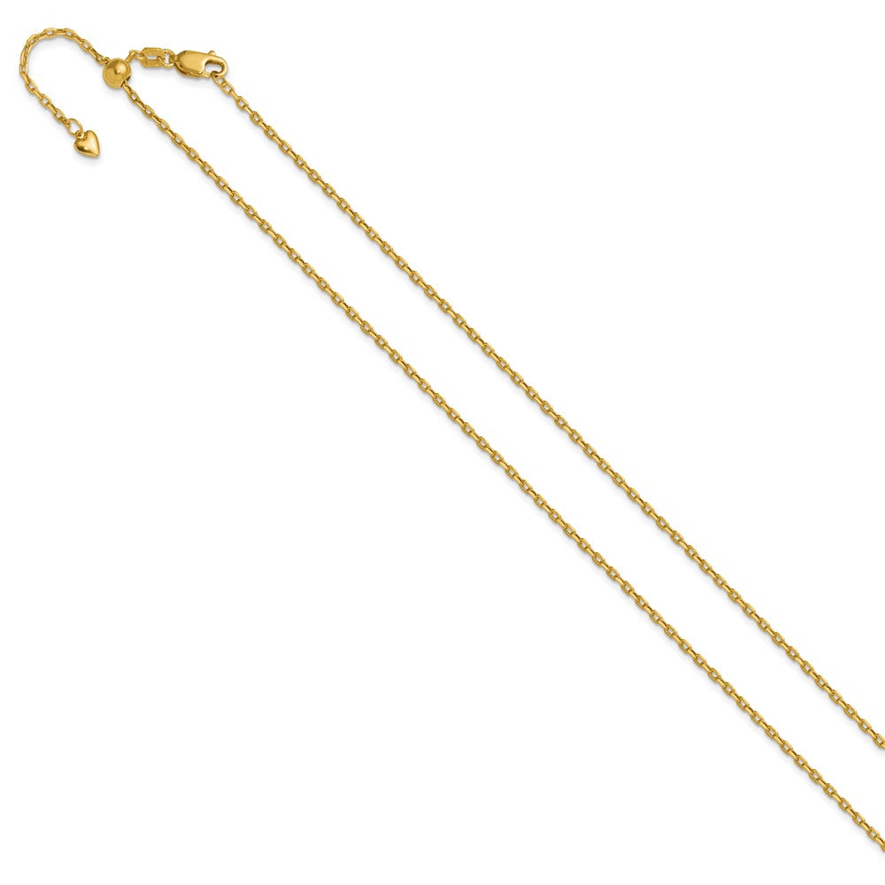 Adjustable 1.65mm Semi-Solid D/C Cable Chain 22" - Yellow Gold