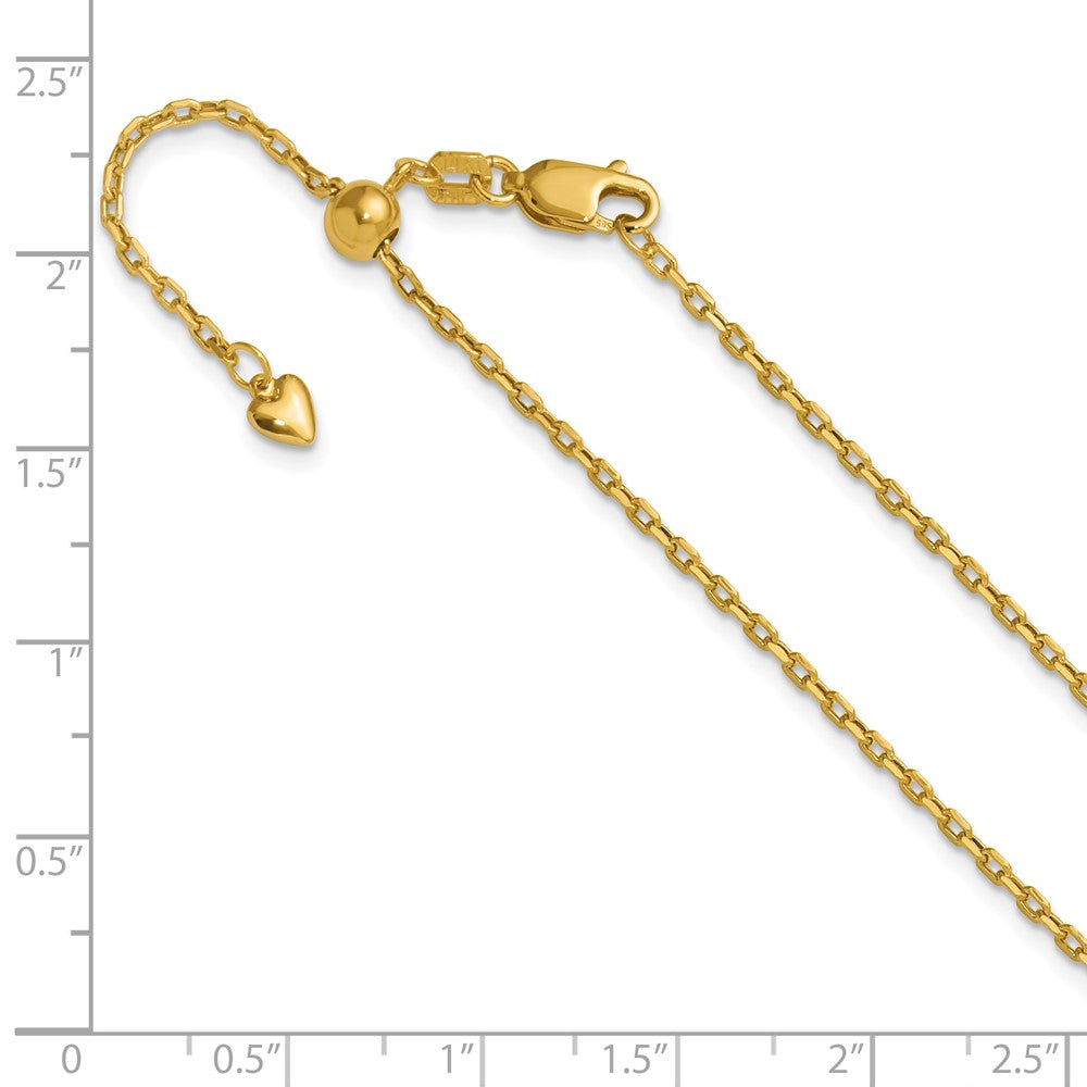 Adjustable 1.65mm Semi-Solid D/C Cable Chain 22" - Yellow Gold