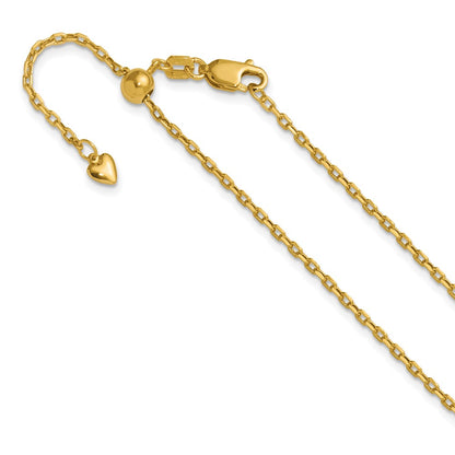 Adjustable 1.65mm Semi-Solid D/C Cable Chain 22" - Yellow Gold
