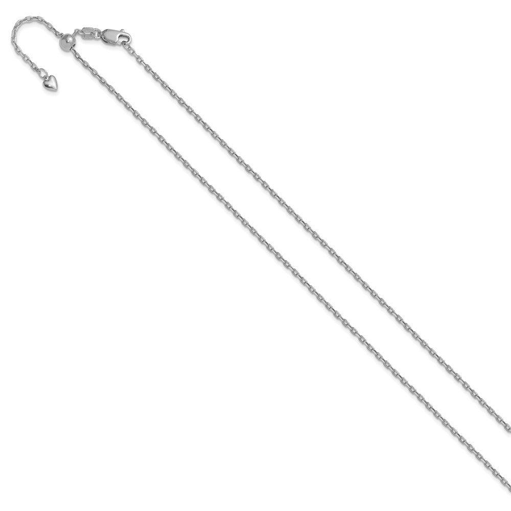 Adjustable 1.65mm Semi-Solid D/C Cable Chain 22" - White Gold