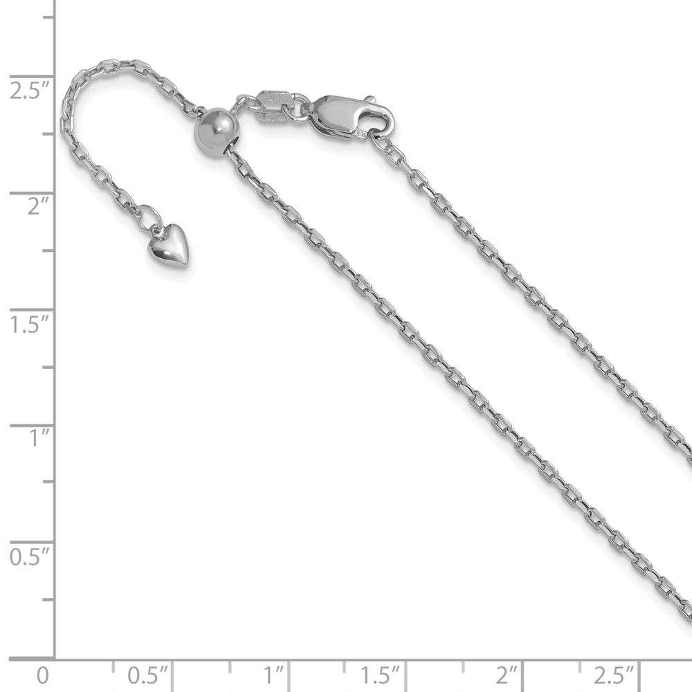 Adjustable 1.65mm Semi-Solid D/C Cable Chain 22" - White Gold